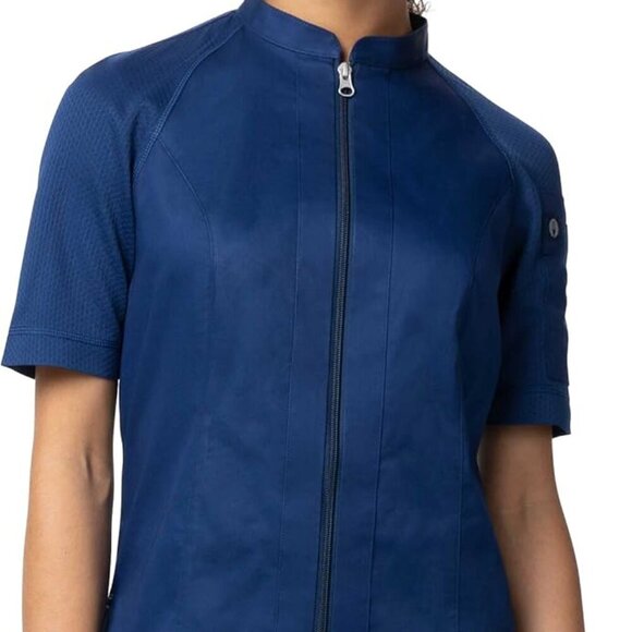 Other - Women's Chef Coat Cotton-Polyester Blue X-Small Cool Vent Short Sleeve